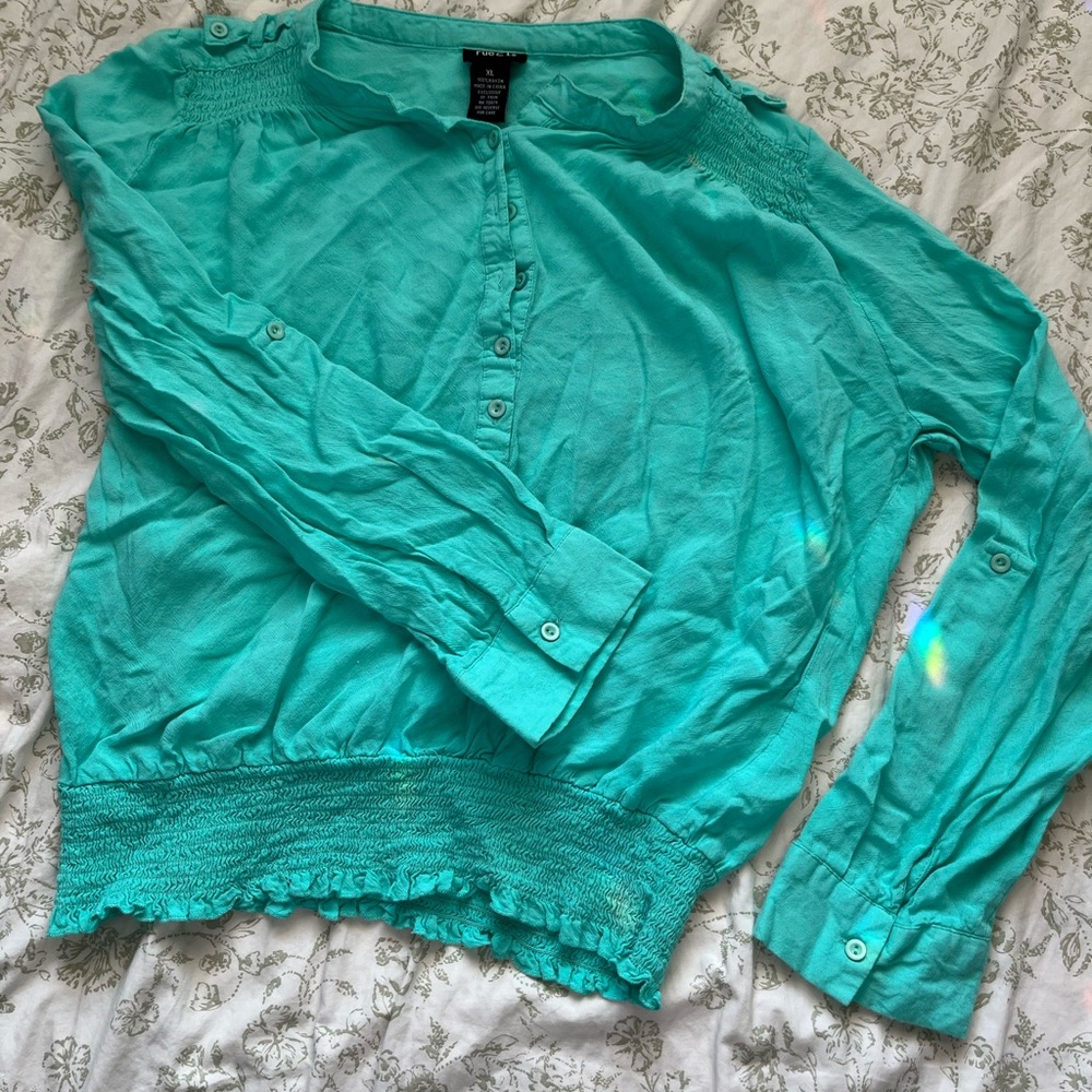 Rue21 Aqua Button-Up Shirt